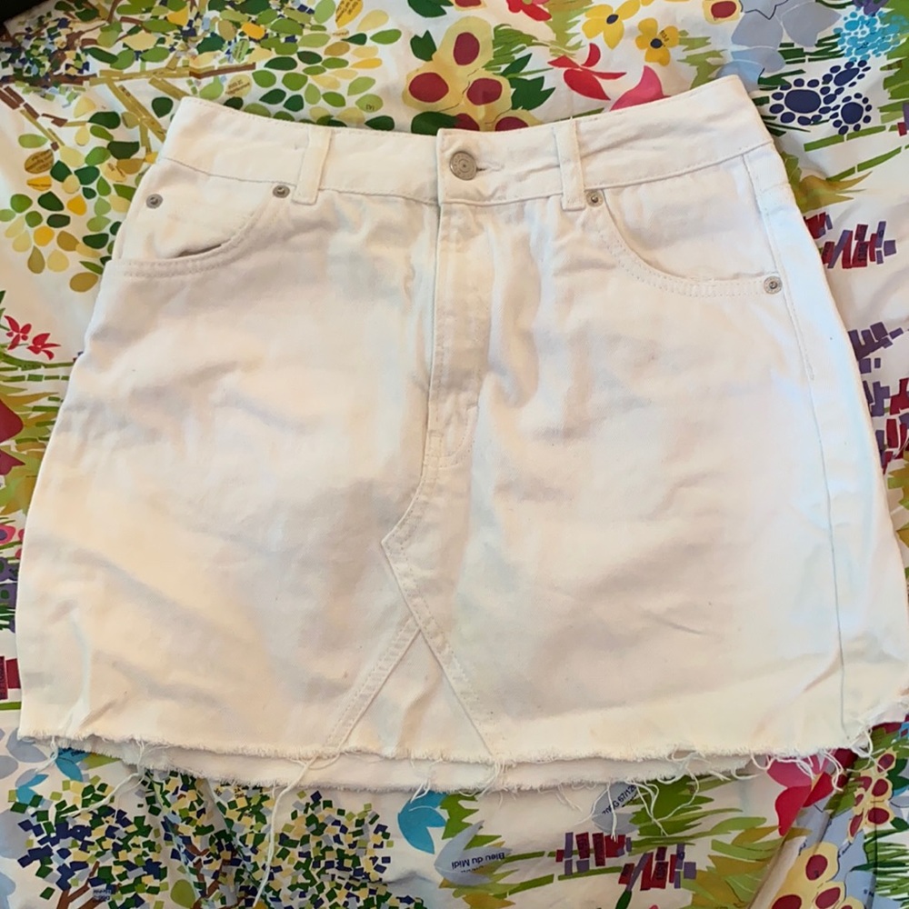 Top shop white jean skirt
